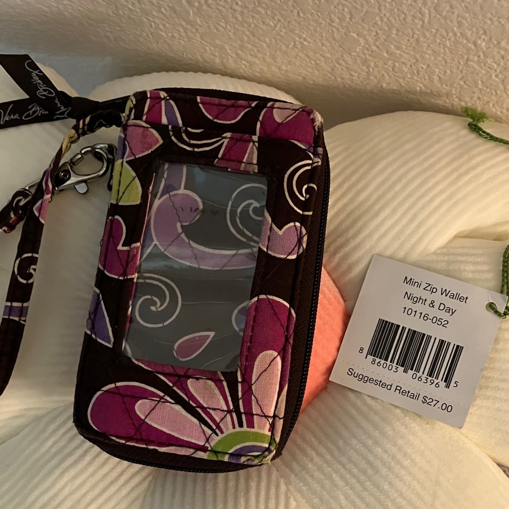 Vera Bradley Mini Zip Wallet in Pink and Black